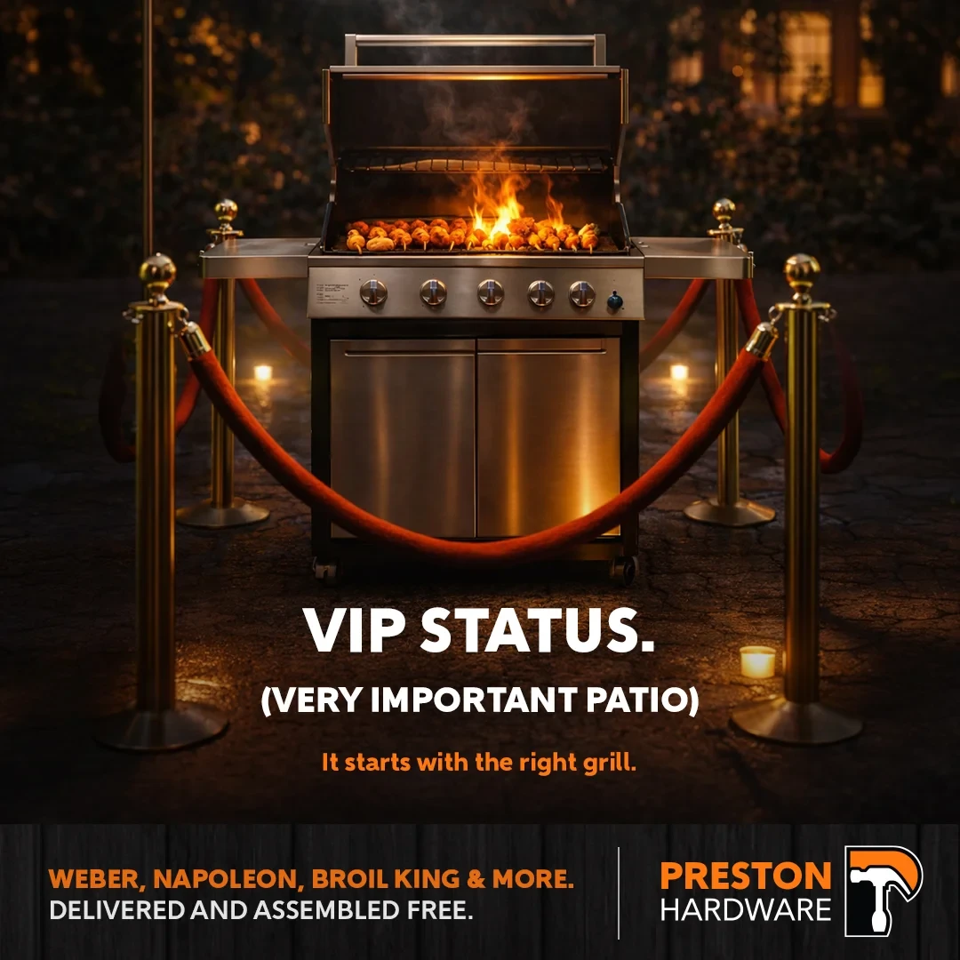 Preston Hardware “VIP Status (Very Important Patio)” grill campaign with velvet ropes